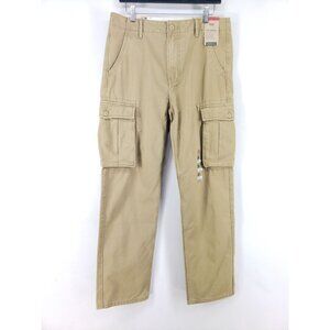 Levis Relaxed Fit Cargo Pants Mens  31x32 Tan Cotton Chino High Rise Tapered Leg